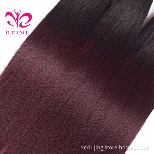 REINE Aliexpress Hair 1B/99J Red Hair Color Virgin Malaysian Hair Bundles